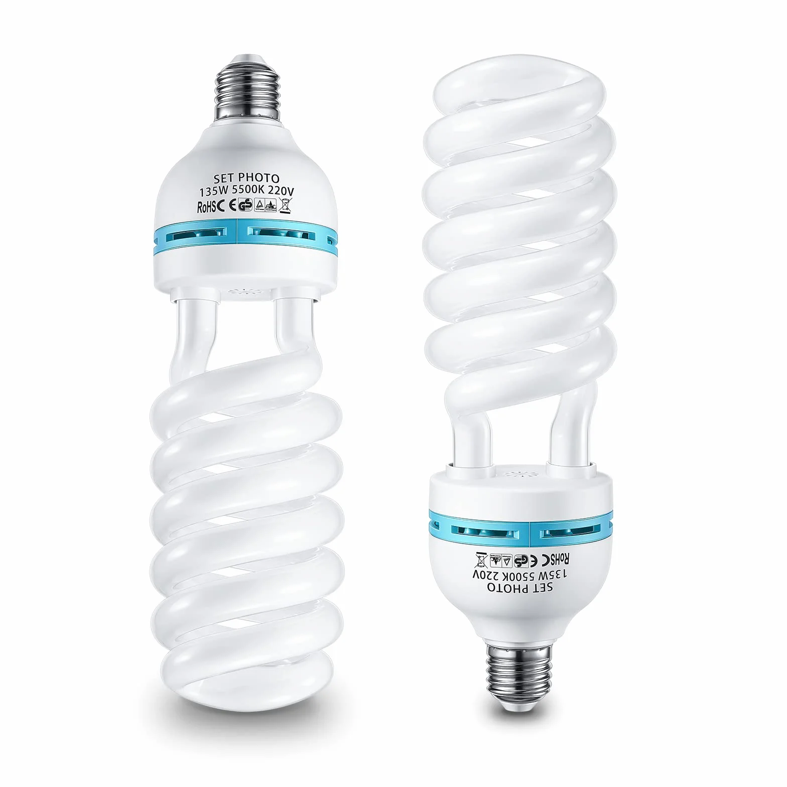 2 x 135W Spiral-Tageslichtlampe Fotolampe Fotoleuchte, 5500K, E27 Fassung Energiesparlampe Studioleuchte für Softbox Fotografie im Fotostudio