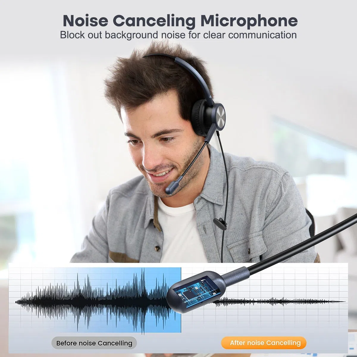 Mairdi Telefon Headset mit 2 5mm Klinke, Dual CallCenter Festnetztelefone Kopfhörer mit Mikrofon Noise Cancelling für Panasonic Cisco SPA Siemens Gigaset Grandstream Polycom DECT Schnurlostelefon