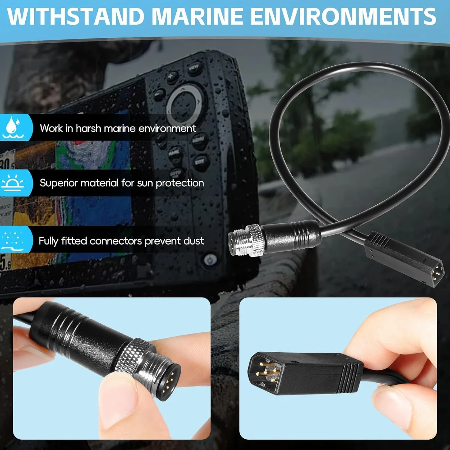 720074-12 (720074-1) AS EC QDE Ethernet-Adapterkabel für Humminbird-Fischfinder – Robustes Netzwerkkabel für HELIX 7-15 & SOLIX G2N/G3N/G4N, i-Pilot Link, One-Boat Network und Mega Live Imaging