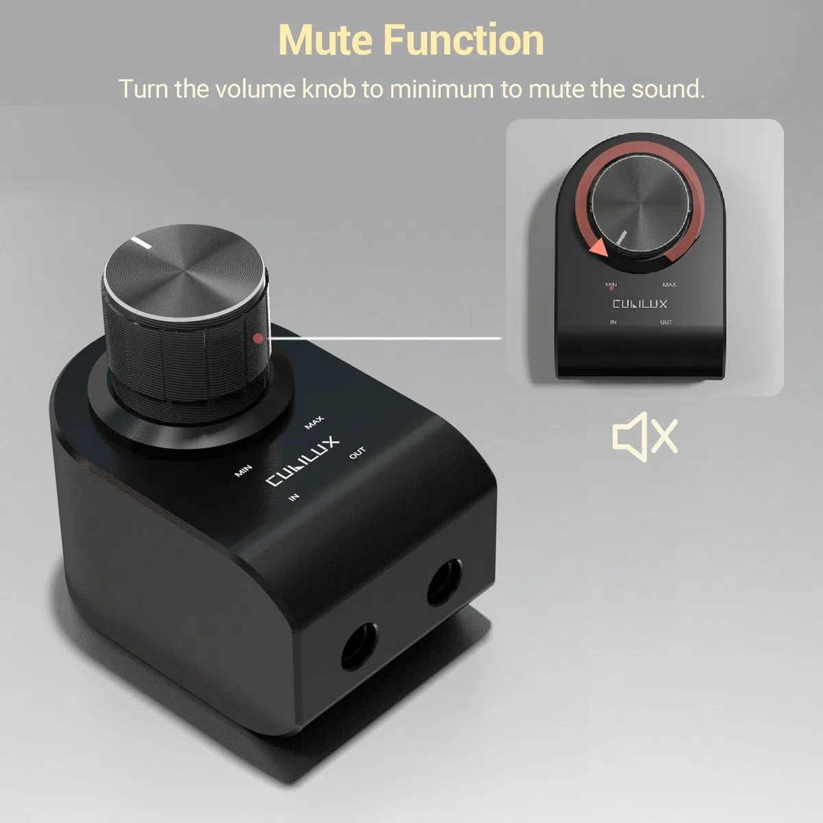 Cubilux 3,5 mm Lautstärkeregler, Inline Stereo Pegelsteller für Kopfhörer, Lautstärke Attenuator mit Aluminiumgehäuse zur Störabschirmung