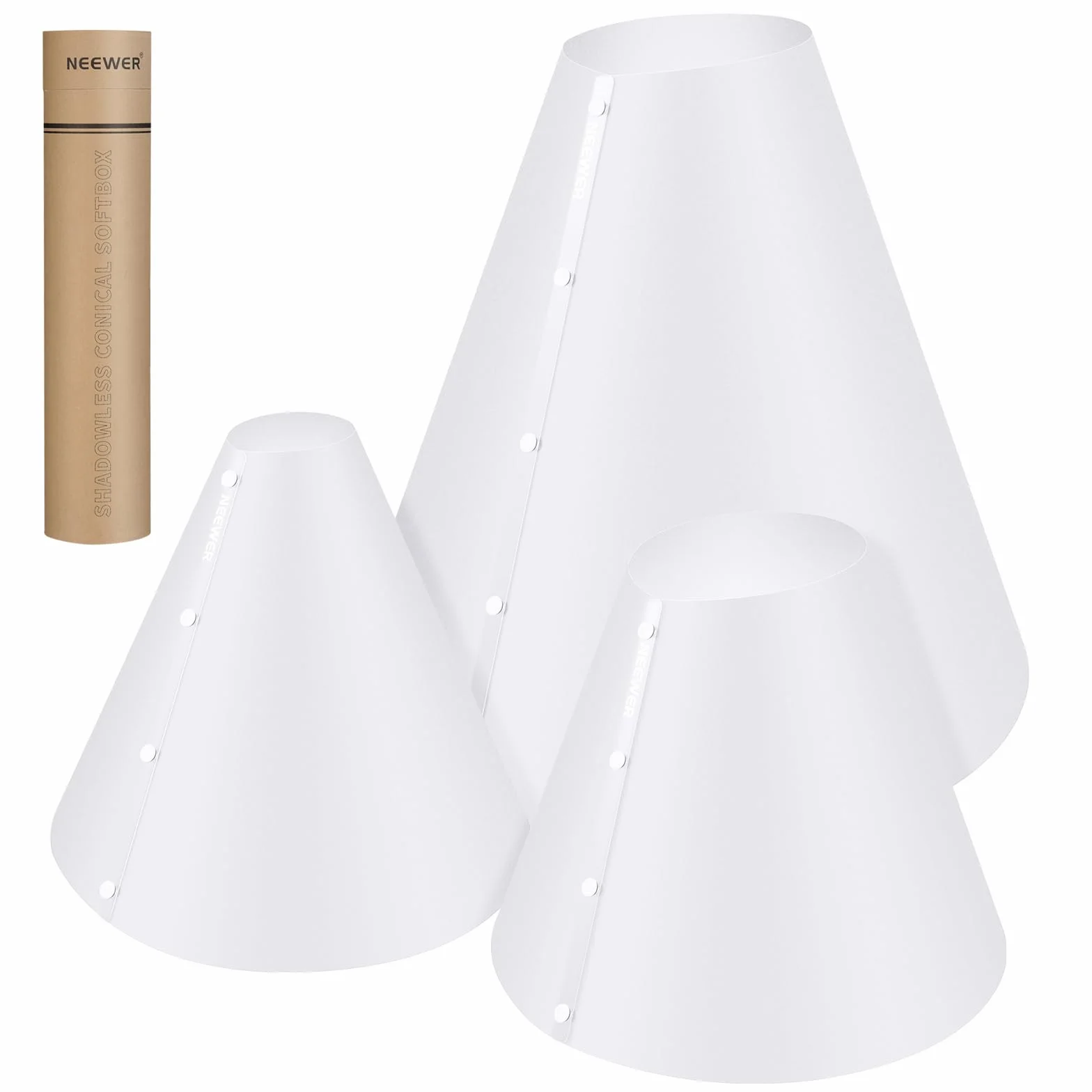 NEEWER Lichtkegel Set (14"/15"/20"), Light Cone 3er Pack, verbesserter 0,5mm Dicker Fotobeleuchtungs Blitzdiffusor Reflektor, Alternative für Schmuck Produktfotografie Lichtbox, Keine Schatten, NK006