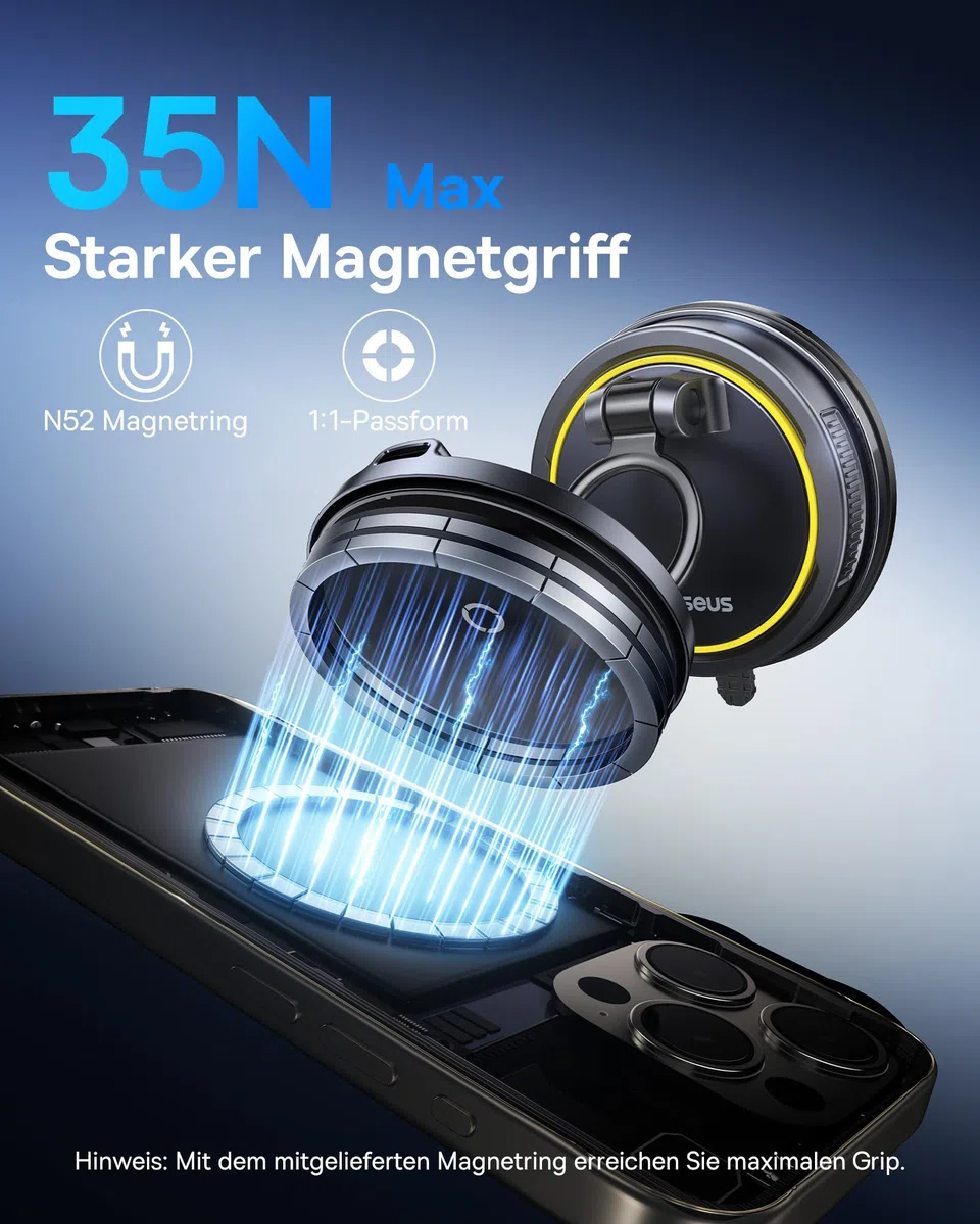 Baseus VC2 Flex Pro 15W Handyhalterung Auto für Magsafe mit Ladefunktion, Magnet Autohalterung kfz Ladegerät für Armaturenbrett, Wireless Car Charger für iPhone 17,16,15,14,13,12 Pro Max
