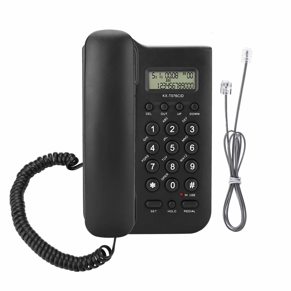 Schnurgebundenes Telefon, schnurgebundenes Tischtelefon mit Telefonkabel, großen Tasten, einstellbarer Lautstärke, Festnetztelefon für Home Office Hotel, unterstützt FSK/DTMF Dual System(Schwarz)