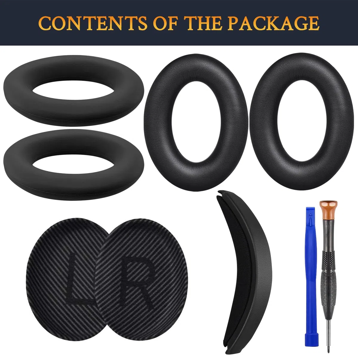 SOULWIT Ersatz Ohrpolster + Weiche Silikon-SchutzhüLle Tasche Kombination für Bose QuietComfort 35 (QC35), Quiet Comfort 35 II (QC35 II), QC45 Over-Ear Kopfhörern