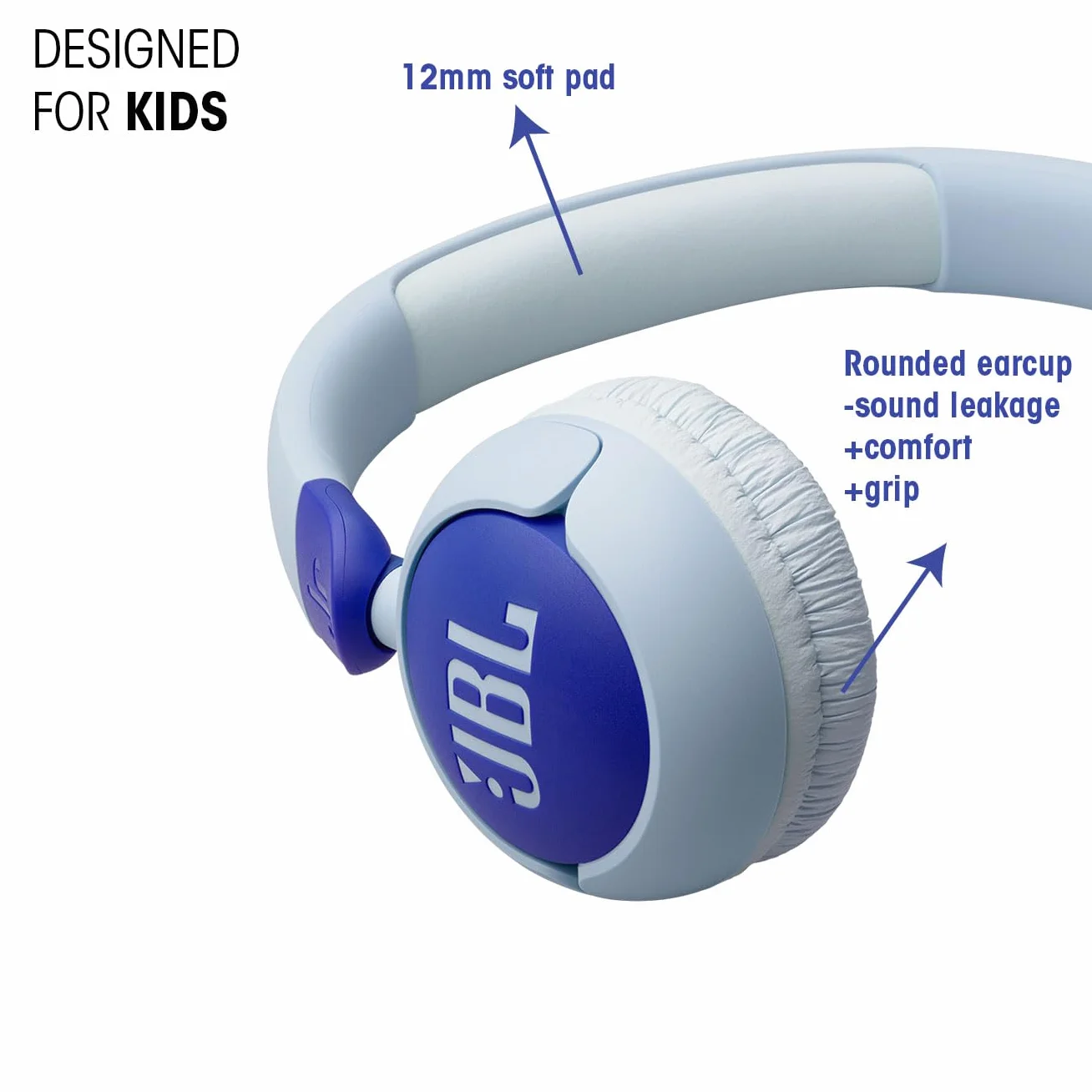 JBL Junior 320, On-Ear-Kopfhörer mit Kabel und eingebautem Mikrofon für Kinder, JBL Safe Sound, niedriger Lautstärke, 12 mm Soft Pad und Sticker-Set, tragbares Design, Lila