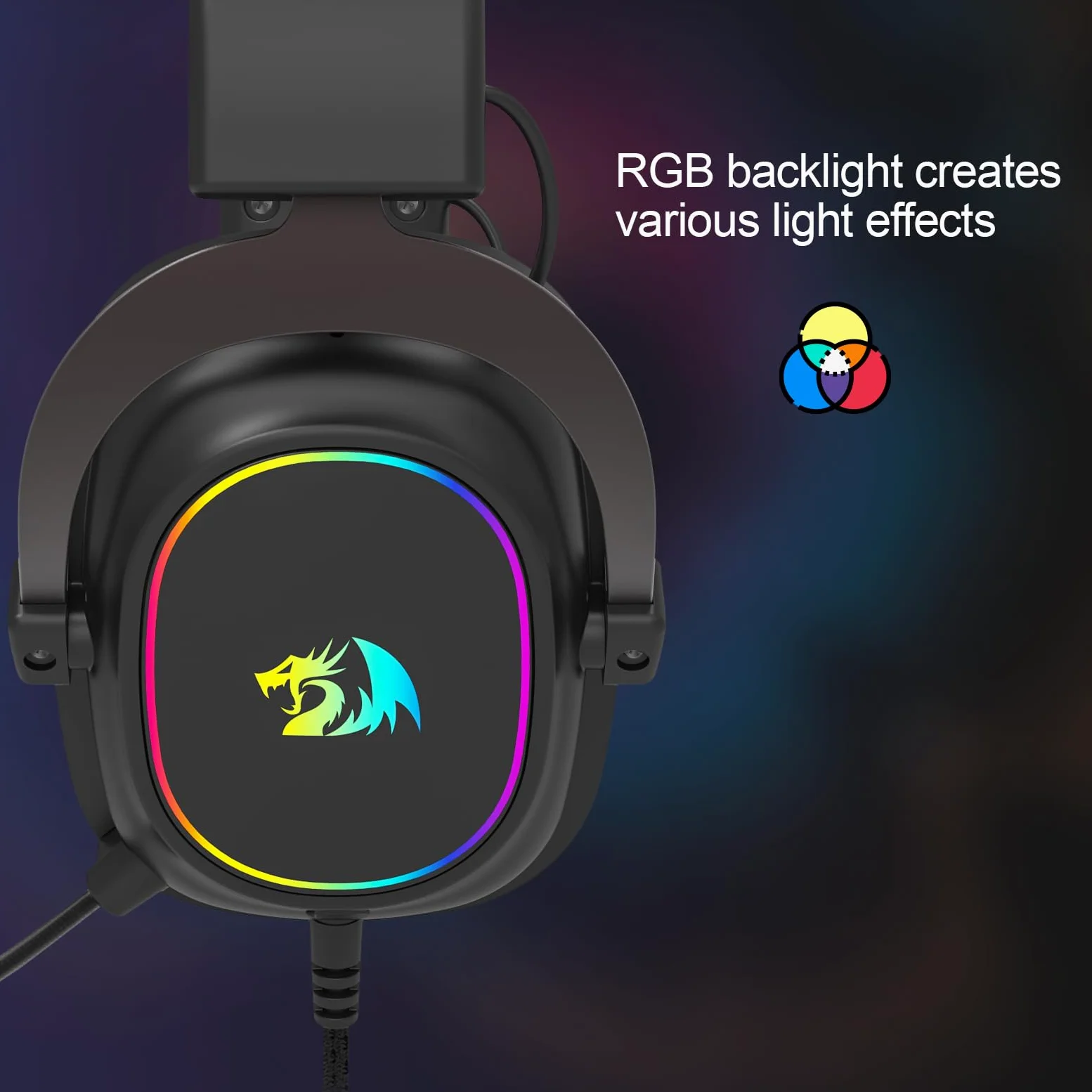 Redragon H510 AK RGB Gaming-Headset mit Kabel - 7.1 Surround Sound 53mm Audio-Treiber Memory Foam-Ohrpolstern austauschbarem Gehäuse Multi-Plattform Kopfhörer USB-betrieben für PC/PS4/NS