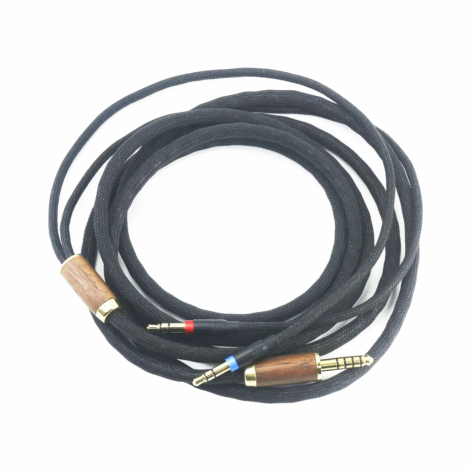 4,4 mm 7N OCC symmetrisches Kabel, versilbertes Kupfer, Walnussholzgehäuse, kompatibel mit Hifiman Sundara, Ananda, Arya, Edition XS, HE400SE, HE4XX, HE-400i Kopfhörer (2X Version)