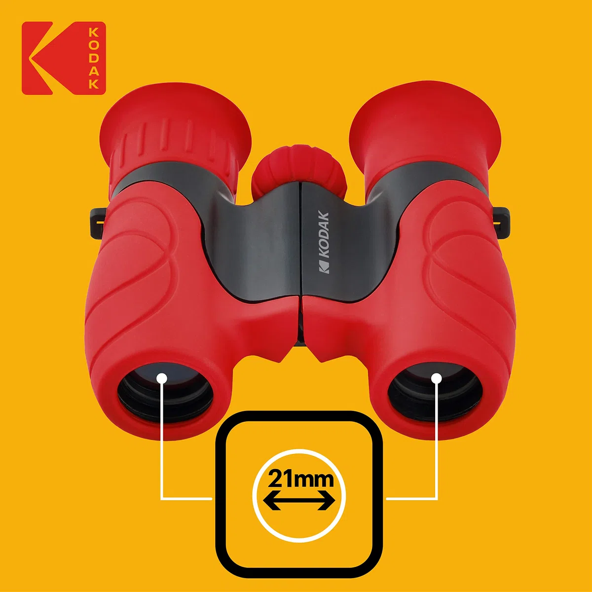 KODAK Fernglas für Kinder BCS100 – Kompakte Binokulare Ferngläser für Kinder, mit weichem Gummi, ergonomisch, mit Trageriemen und Transporttasche, 8-facher Zoom – Rot