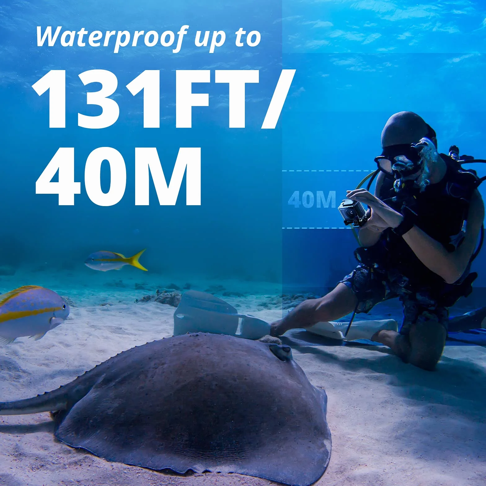 AKASO Brave 4 Pro Action Cam 4K 30FPS 20MP 128GB U3 Speicherkarte 40M Unterwasserkamera Ultra HD Touchscreen 170° Weitwinkel EIS Stabilisierung 5X Zoom 2.4G Fernbedienung 2 Akkus 1350mAh