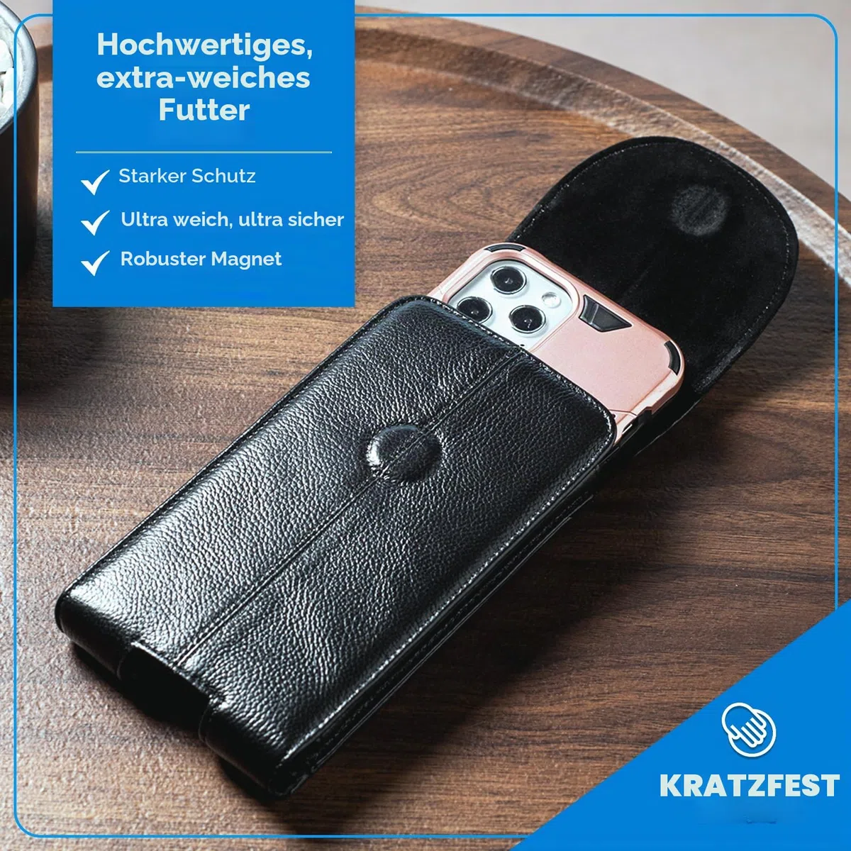 Echtes Leder Handy Holster, Gürteltasche mit Gürtelclip für iPhone 16 15 14 Plus, 17 16 15 14 Pro Max, Samsung Galaxy, S25 S24 S23 Ultra, S25+, Handyhüllen Handytasche Gürtel Tasche