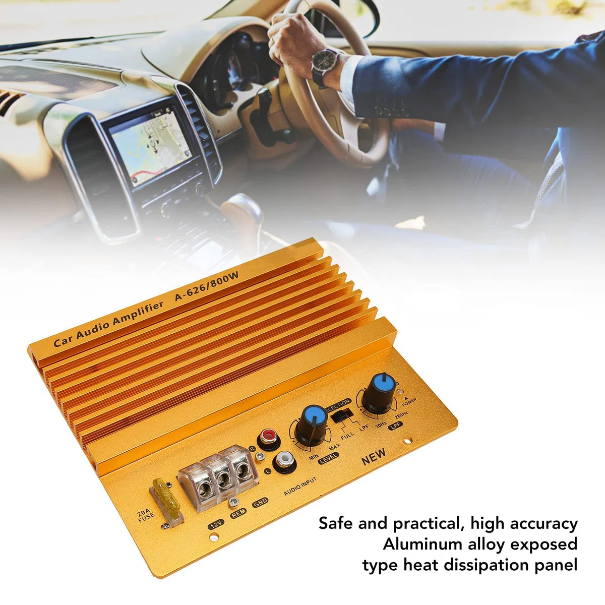 Verstärker Car Audio Stereo, 12 V 800 W Leistungsstarke Bass-Subwoofer-Platine, Verdickte Freiliegende Wärmeableitungsplatte, für Fahrzeuge mit 12 V Spannung, Einfach zu Bedienen