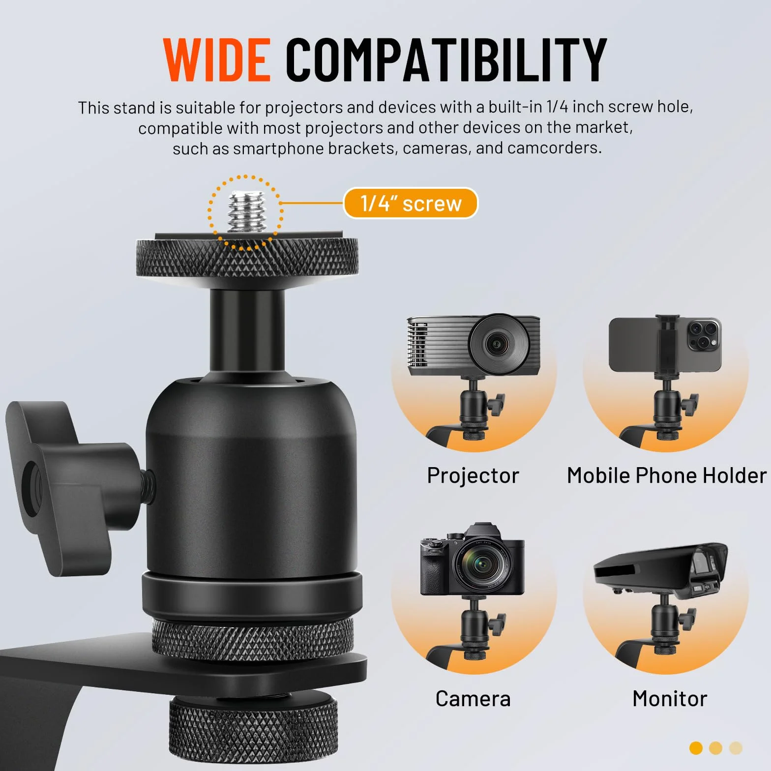 CAHAYA Desktop Projektorständer 1/4'' Schraube Schnittstelle - Multi-Winkel Tisch Beamer Ständer Tragfähigkeit von 5 kg mit Rutschfestes Fahrgestell für Mini-Projektoren Kamera Monitor - CY00375-1