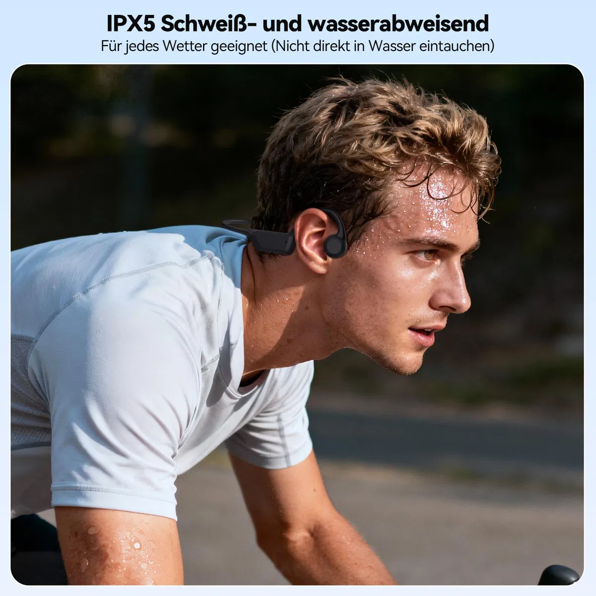 TECKNET Knochenschall Kopfhörer Bluetooth, Bone Conduction Headphones mit Mikrofon, Open Ear Sport Kopfhörer für Fahrrad Laufen, IPX5 Wasserdicht, 10H Akku, Knochenleitungskopfhörer, Schwarz