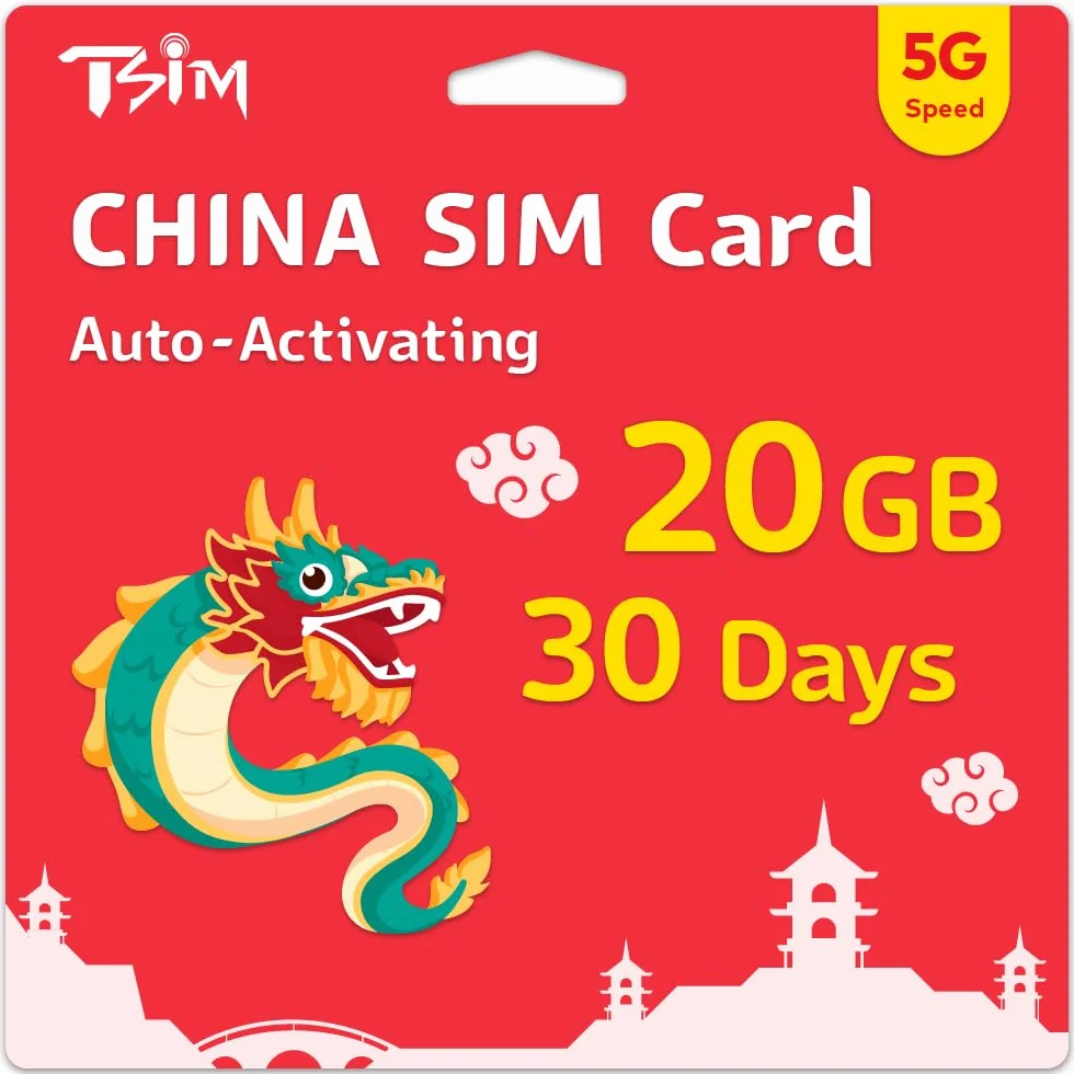 China-SIM-Karte 30 Tage | 20 GB High-Speed-Daten | automatische Aktivierung | Hotspot-Sharing erlaubt | Unterstützt Google, Facebook, Whats App und mehr. Nur Daten, keine Sprache.