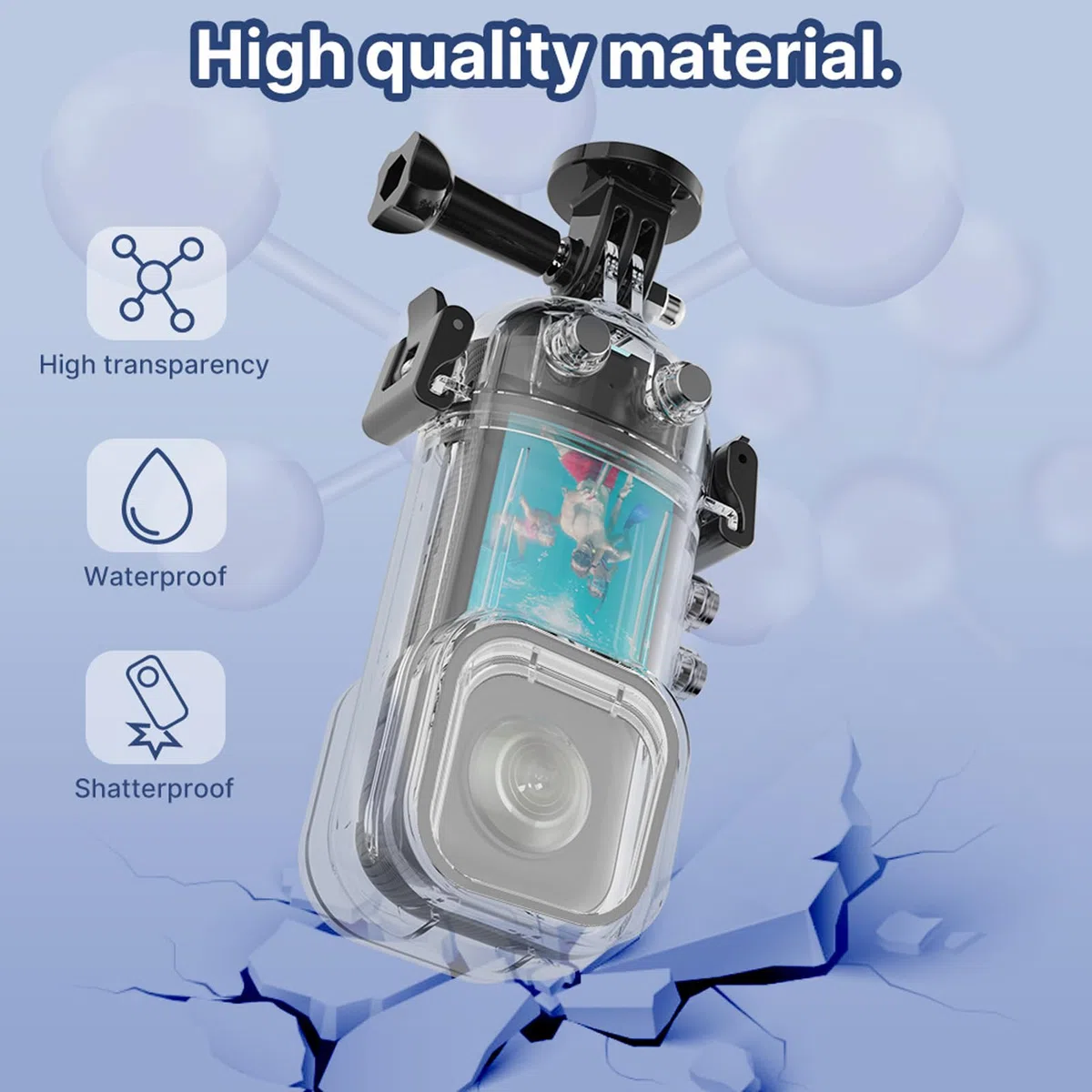 VBESTLIFE Wasserdichtes Action-Kamera-Gehäuse für X3, Wasserdichtes Gehäuse für One X3 Action-Kamera, Unterwasser-Tauchschutzgehäuse 45 M mit Halterungszubehör