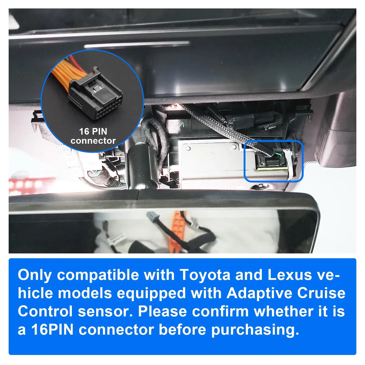 mangoal Dashcam Power Adapter for Toyota Lexus 16 Pin (Model D) Compatible with Corolla Yaris & Yaris Cross 2024 2025, Lexus NX/RX/RZ and More, Connects to Lane Assist Port (Hidden)
