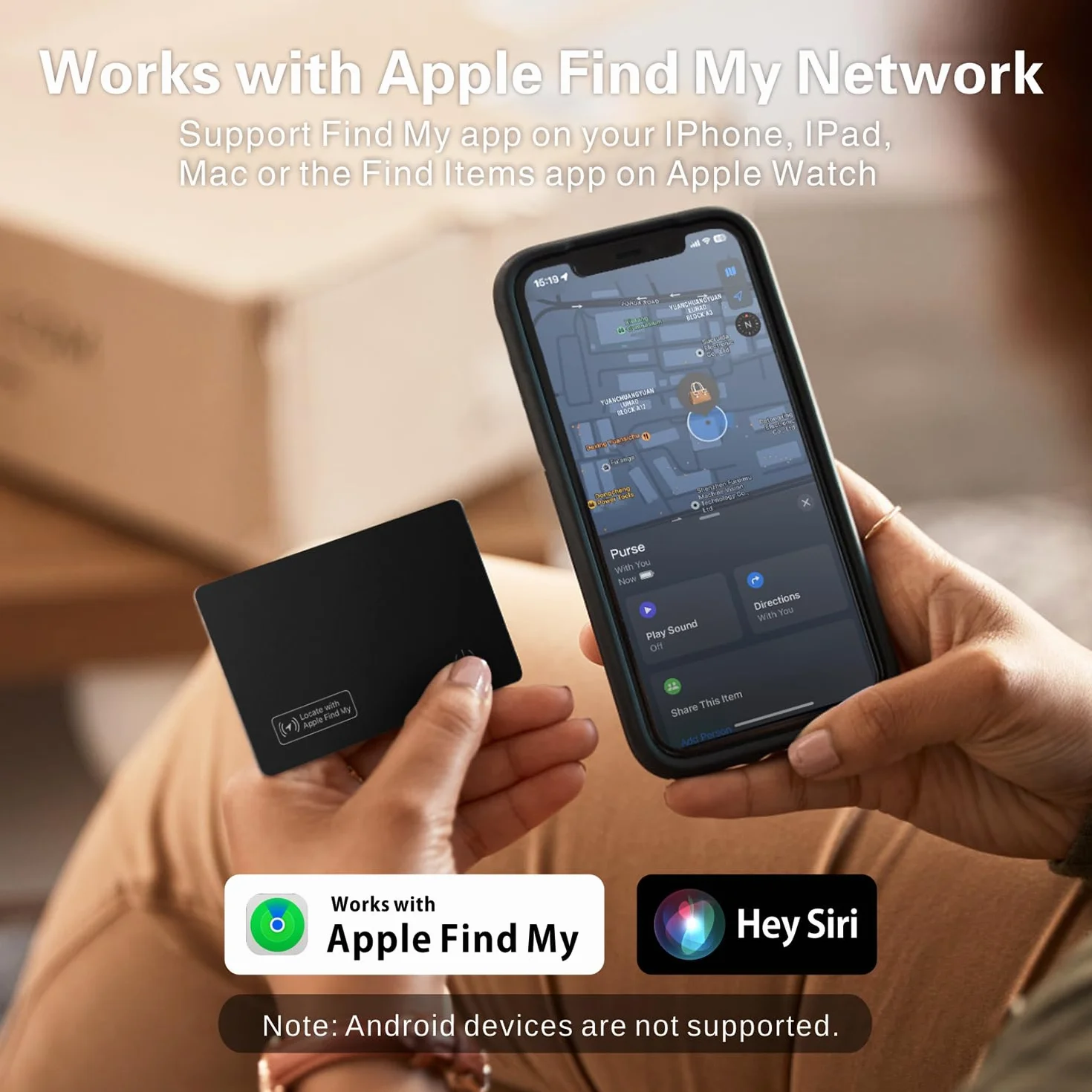 Reyke Dünne Geldbörsen-Tracker-Karte, wiederaufladbarer Geldbörsenfinder, kompatibel mit Apple Find My (nur iOS), Gegenstände-Finder für Gepäckanhänger, Handys und Reisepässe
