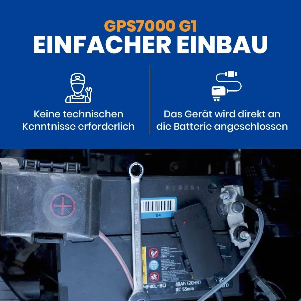 GPS7000 Versteckter 4G-GPS-Tracker mit 2-Draht-Anschluss für Pkw und LKW, Echtzeit-Ortung, 90-tägige Testphase inklusive, optionales Abonnement, Keine versteckten Gebühren