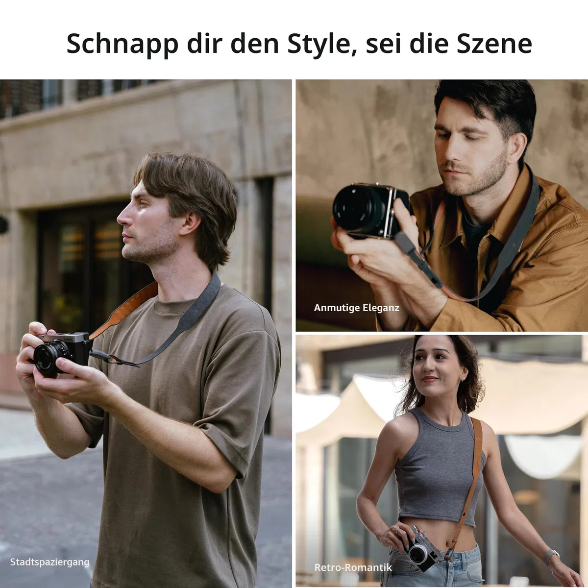 PGYTECH Kamera-Schultergurt Air im Retro-Stil, Kameragurt mit Schnellverschluss, Verstellbarer 120–140CM Kamera-Umhängegurt für Kompaktkameras von Nikon/Canon/Sony/Fuji (Erdbraun) L