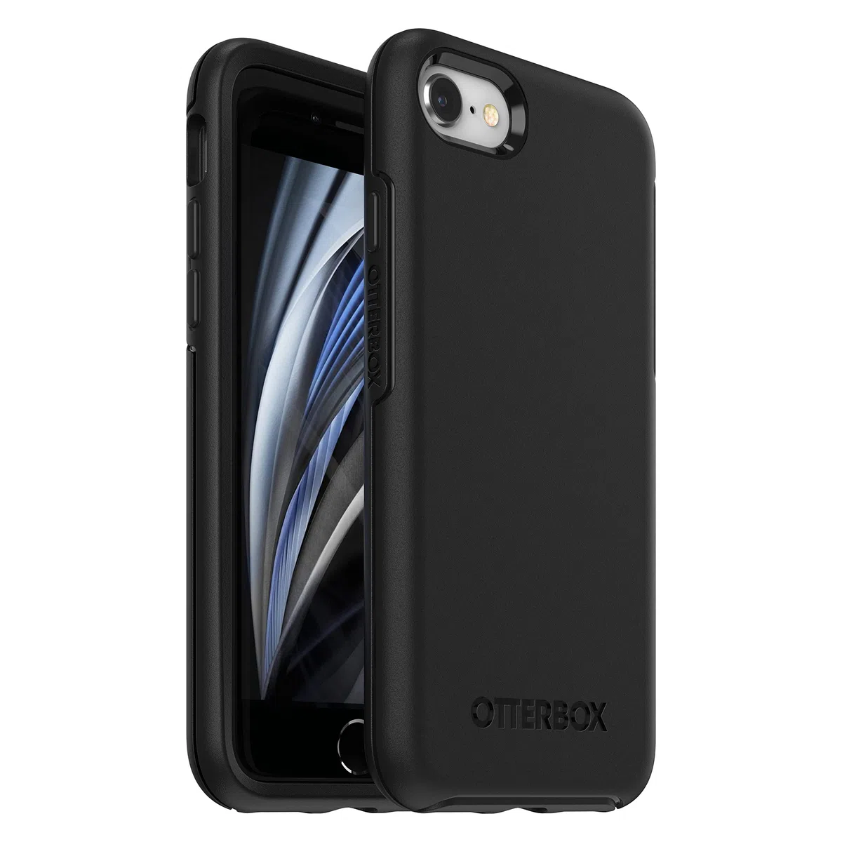 OtterBox Symmetry Hülle für iPhone 7/8/SE 2. gen/SE 3. gen, stoßfest, sturzsicher, schützende dünne Hülle, 3x getestet nach Militärstandard, Schwarz, Keine Einzelhandelsverpackung