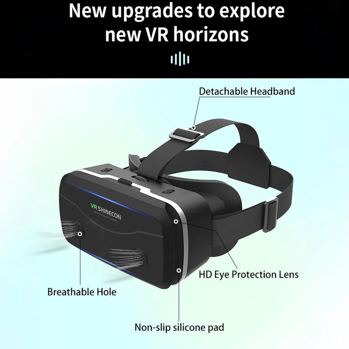 VR Brille Handy, Virtual Reality 3D Brille, Anti-Blaulicht, kompatibel mit iOS und Android 5,0-7,0 Zoll Smartphones (Black)