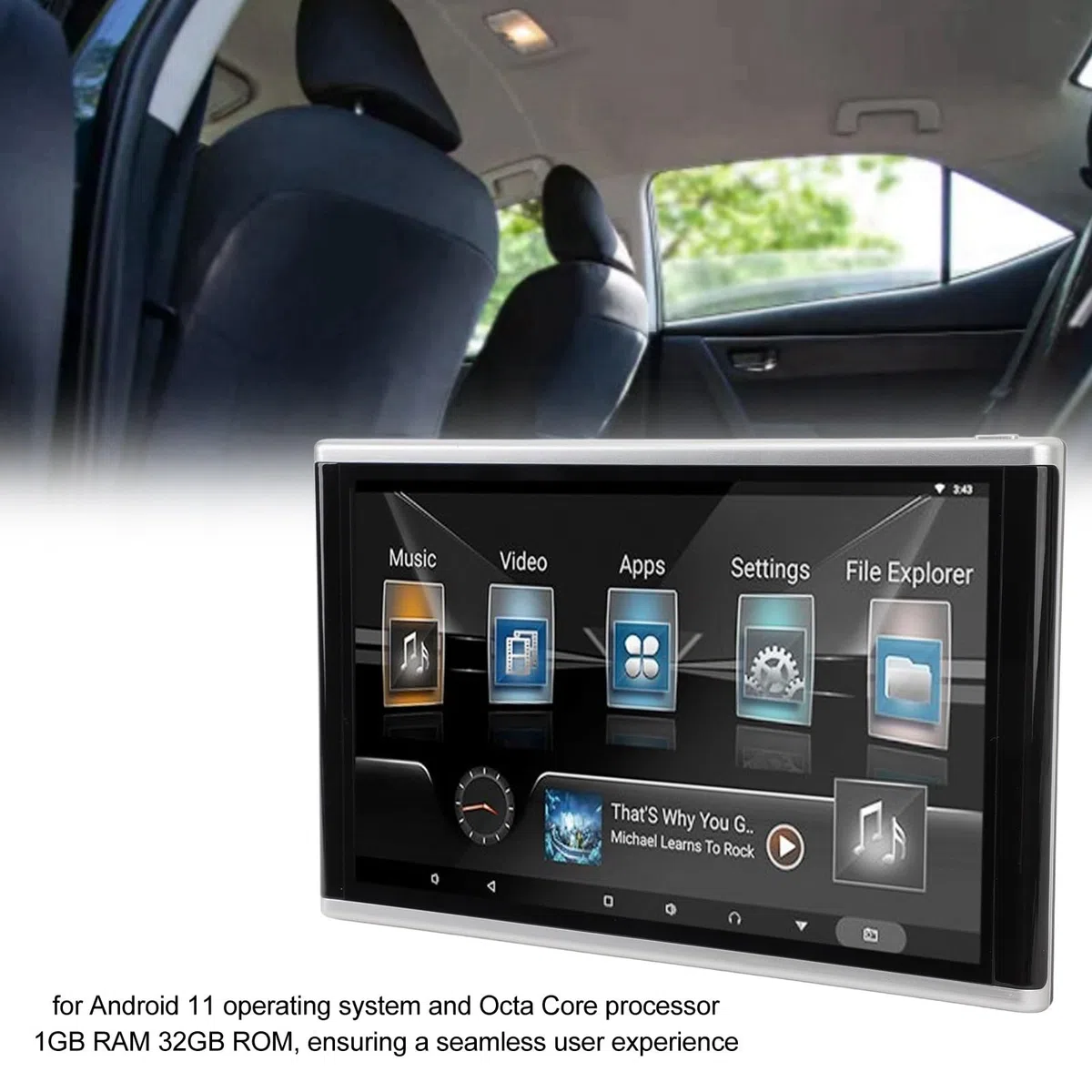 10, Zoll Kopfstützen Tablet für Rücksitz, 11, 4K Touchscreen, 2GB 32GB ROM, Miracast, für Fahrzeuge