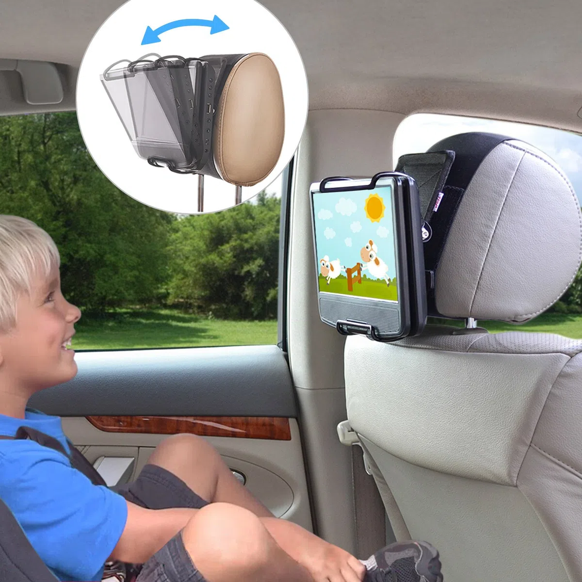 TFY Universal Autokopfstützen Halterung mit Winkelverstellbaren Halterungsklemmen für Swivel Display Portable DVD-Player