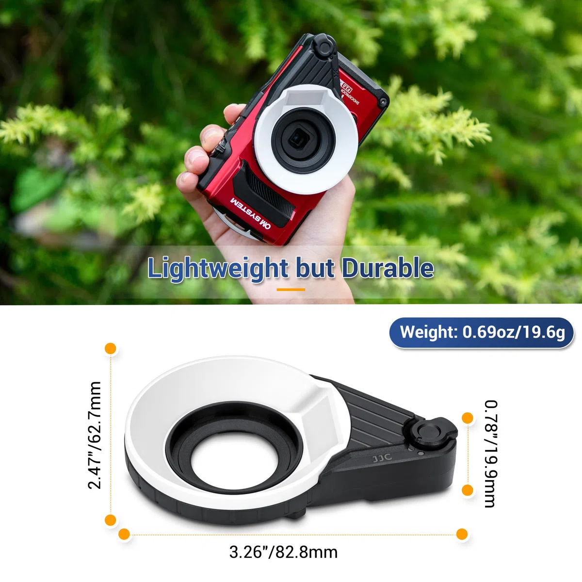 JJC FD-1 Blitz Diffusor für Olympus Tough TG-7 TG-6 TG5 TG4 TG3 Kameras, Unterstützt Vollständig Diffuses und Halboffenes Diffusionslicht, Spezieller Blitzdiffusorring für Nahaufnahmen im Makrobereich
