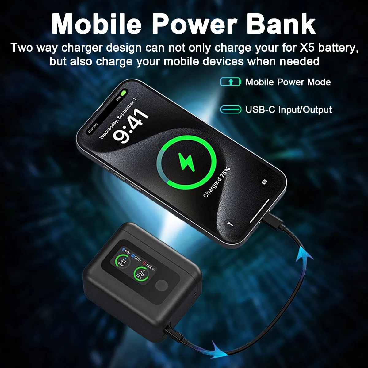 2PCS 360 X5 Akku 2800 mAh mit 2 Steckplatz USB Schnellladung Ladegerät Case Zubehör, LCD Display, Zeigt den Batterie SOC Kompatibel mit Insta 360 X5 Kamera (Insta 360 X5)