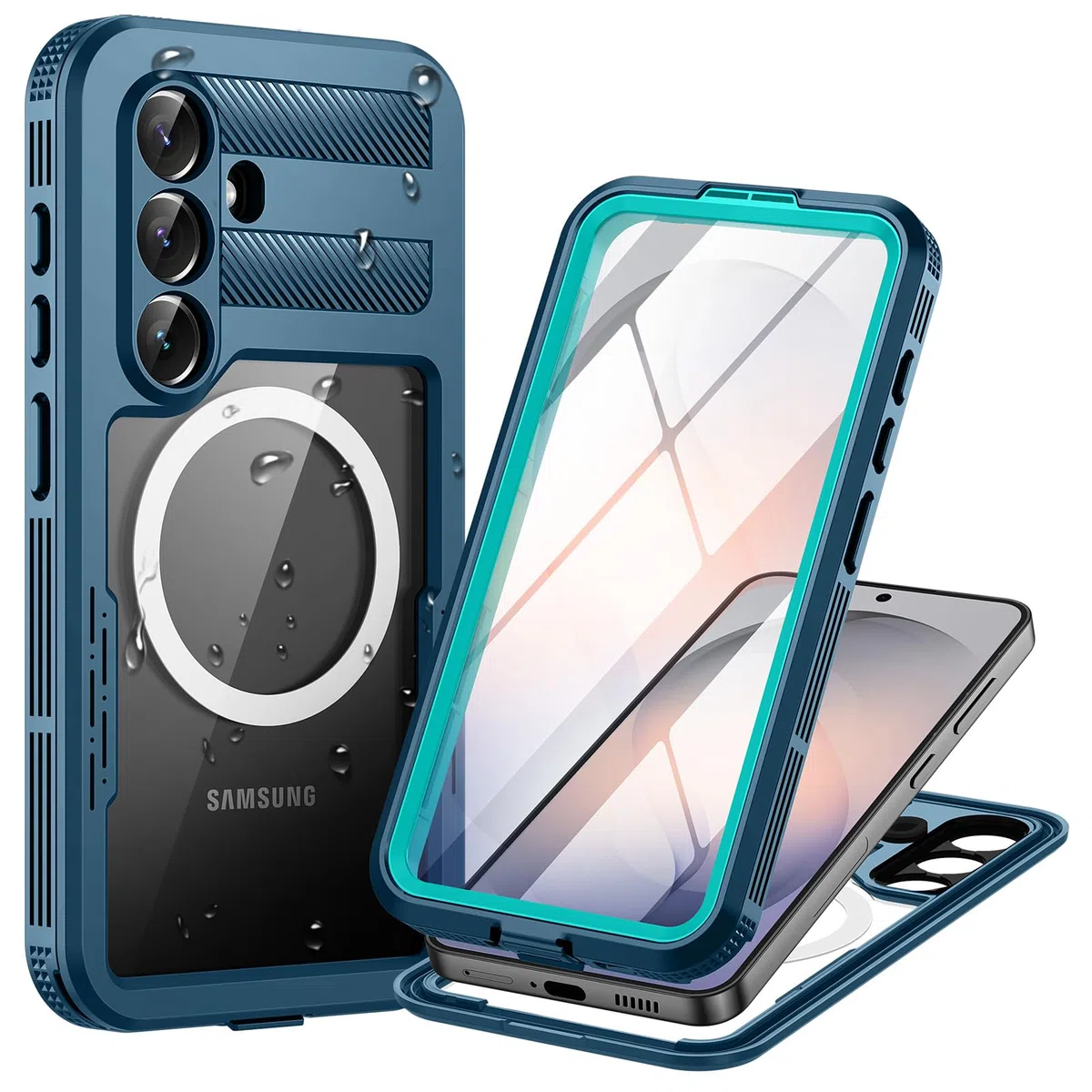 für Samsung Galaxy S26 Plus 5G Hülle Wasserdicht Kompatibel mit Magsafe, HandyHülle für Samsung S26 Plus IP68 wasserdichte 360 Schutzhülle,Stoßfest Outdoor Hülle mit Displayschutz,Blau