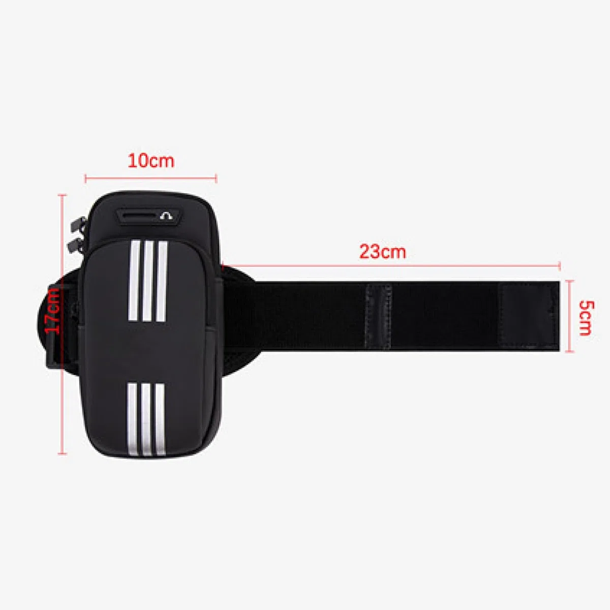 Armband Armtasche, Sport Laufen Doppel Reißverschluss Sportarmband, Leichtes Armband-Bügel-Halter-Beutel, Bequeme Handy-Armband-Hülle, Sport-Handy-Armband-Halter-Bügel, Radfahren Armtasche (Schwarz)