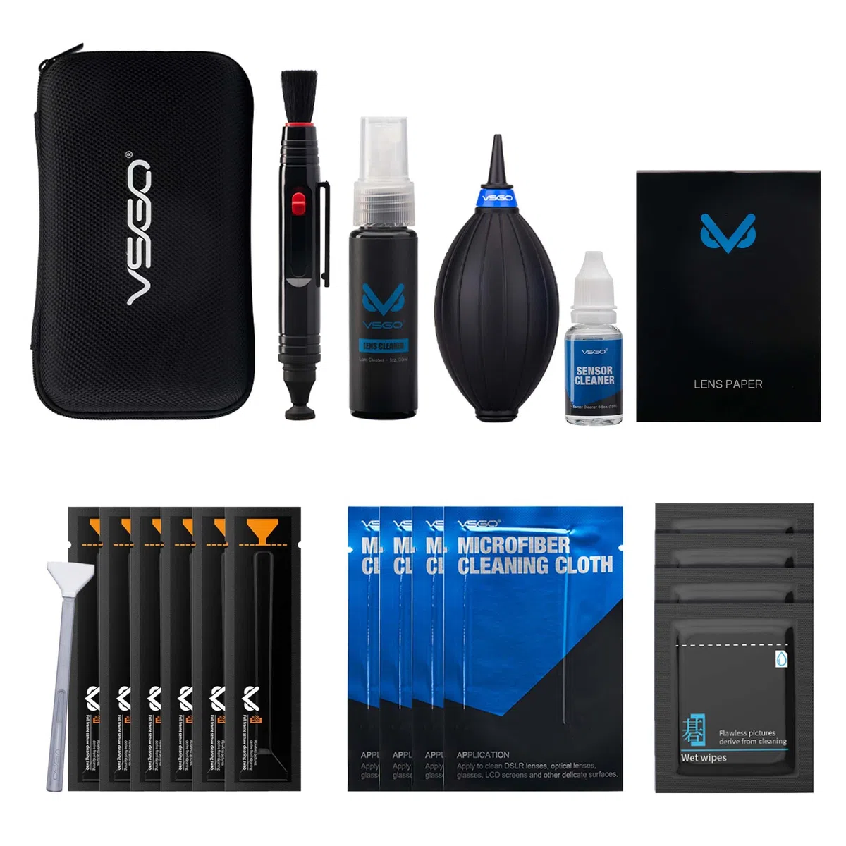 VSGO Professionelles Kamera-Reinigungsset für Vollformat Objektive & Displays DKL-20F Travel Cleaning Kit Pro