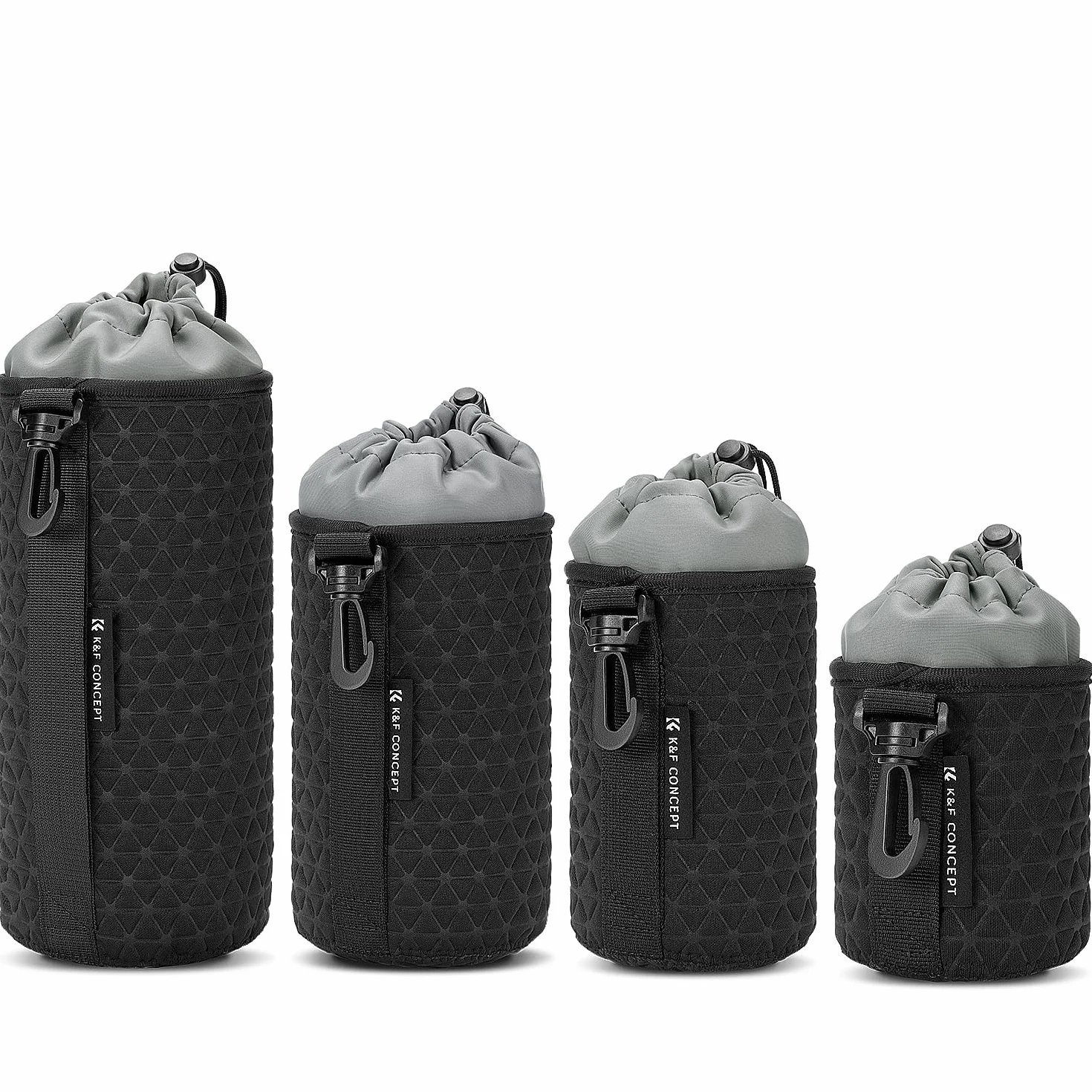 K&F Concept Objektivtasche, Objektivbeutel für Kameraobjektive in 4 Größen, weiche Objektivtasche mit Kordelzug für Canon, Nikon, Sony, Fuji, Sigma, Geeignet für tägliche und professionelle Fotografie