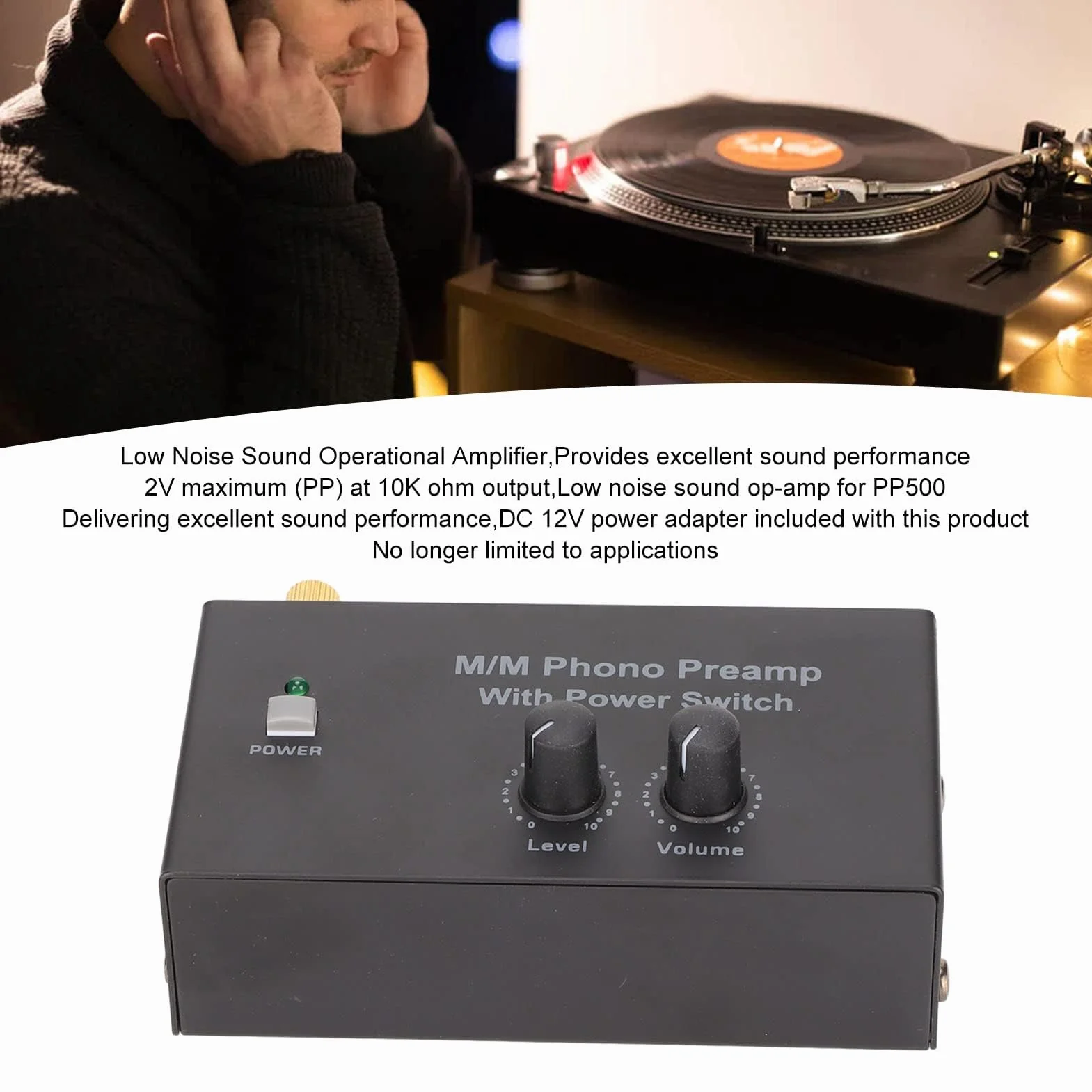 PP500P Phono-Plattenspieler-Vorverstärker, Elektronischer -Audio-Stereo-Phonographen-Vorverstärker, -Eingangsausgang, Vorverstärker für Plattenspieler-Plattenspieler