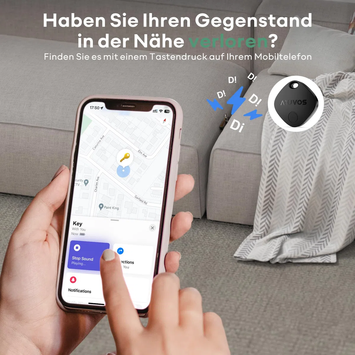 ATUVOS Air Tag Schlüsselfinder 4er Pack, Smart Tracker KeyFinder Kompatibel mit Apple Wo ist? APP (iOS NUR,Android Nicht unterstützt) Bluetooth Key Finder für Gepäck/Koffer/Taschen,Austauschbarer Akku