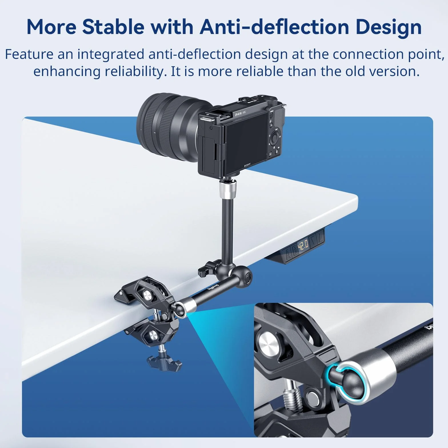 SMALLRIG Magic Arm Super Clamp, Kamerahalterung mit Superklemme, mit 1/4"-20 Schraube & Gewindebohrung für Kamera Licht Monitor Webcam Action Kamera für GoPro für Insta360, Traglast von 1,5 kg - 4454