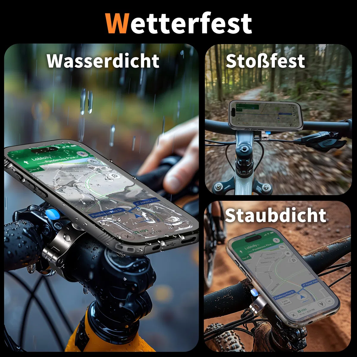 Cozycase Handyhalterung Fahrrad für iPhone 14 Wasserdicht - 【EIN Knopf Entriegeln+Automatisches Schloss】 Bike Phone Holder/Mount Handy Halterung Motorrad Lenker Rennrad Scooter eBike MTB Waterproof