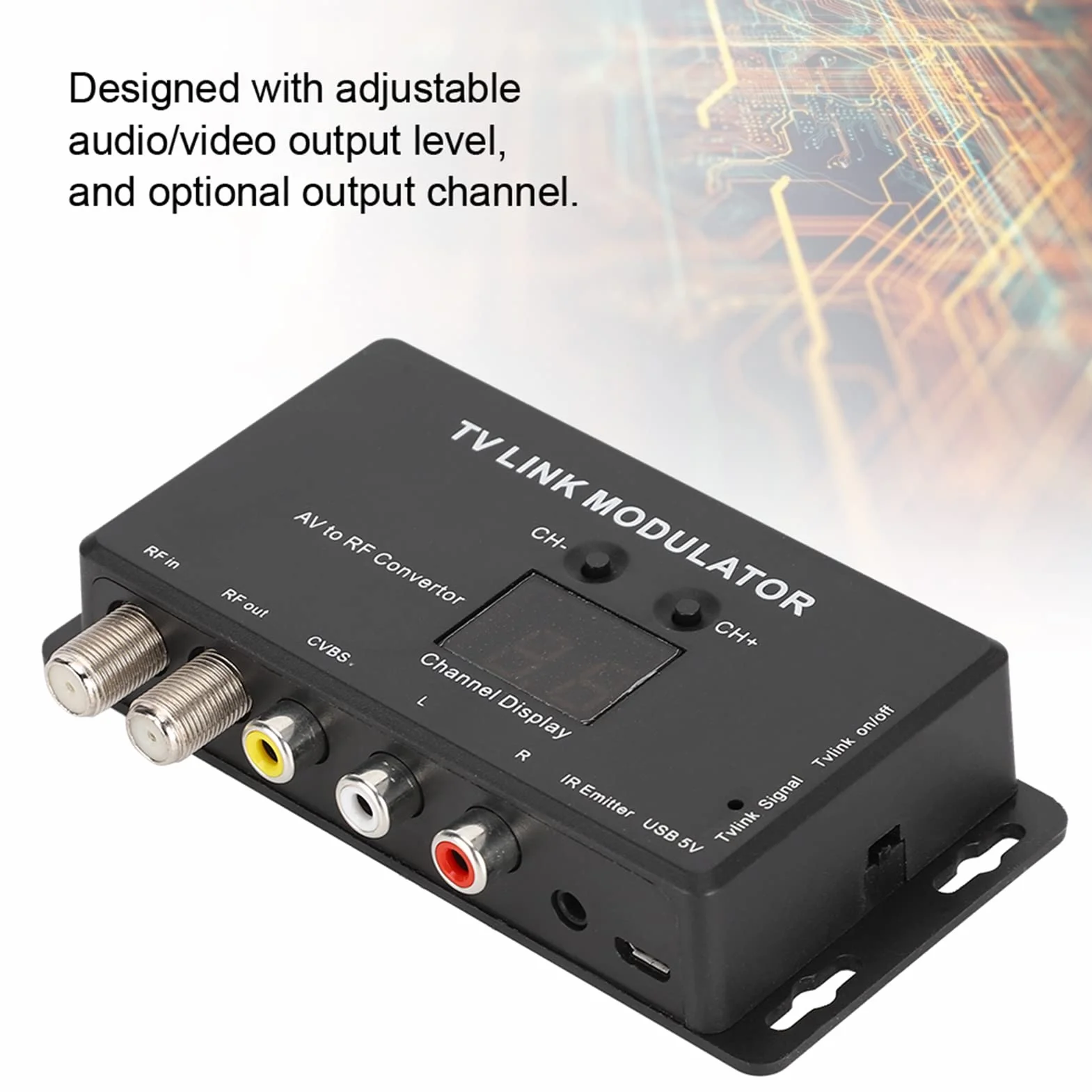 TM70 UHF-TV-LINK-Modulator: HF-Modulatoren mit AV-zu-HF-Konverter, IR-Extender & Kanalanzeige - Einfache Installation für perfektes Fernsehvergnügen