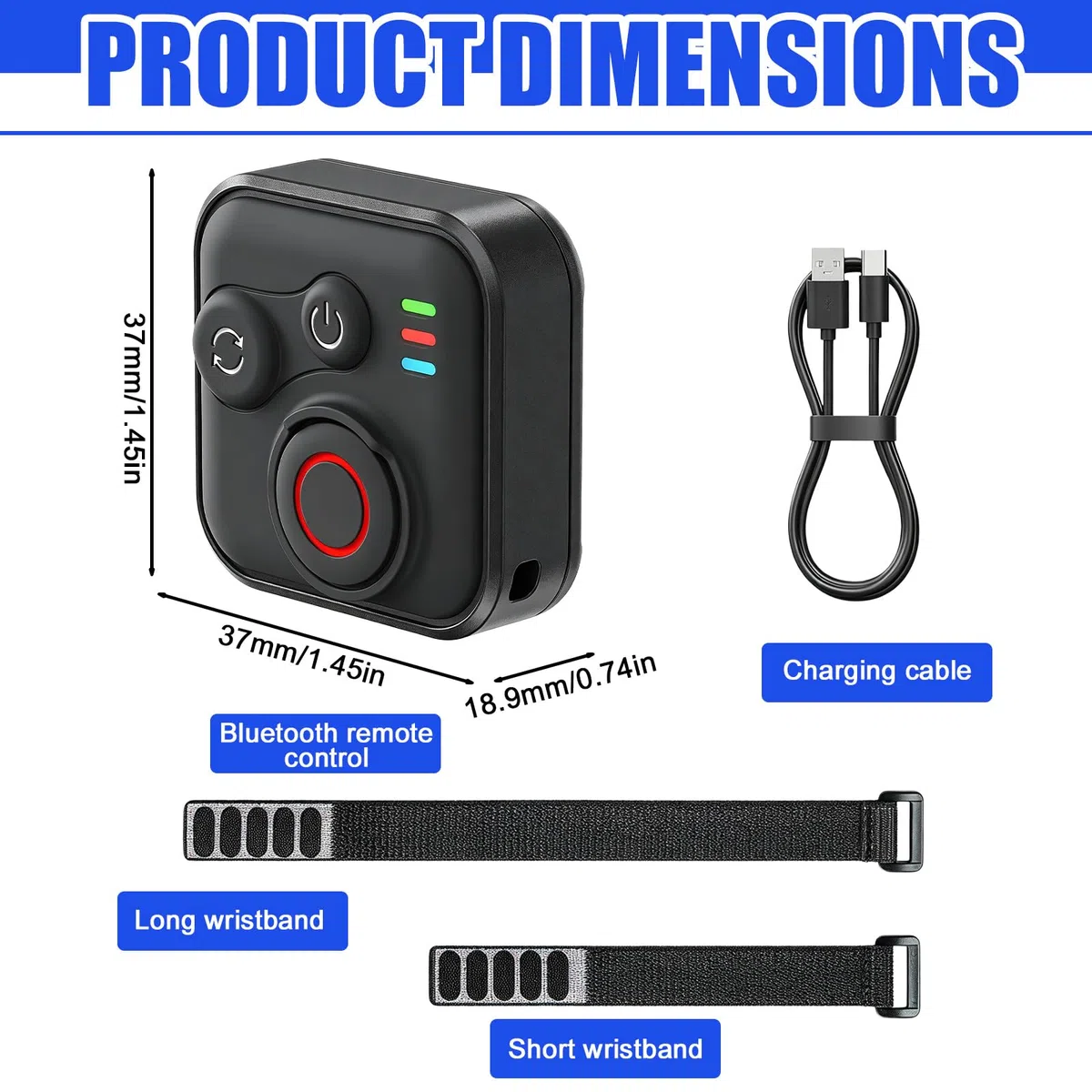 Bluetooth Fernbedienung für Insta360 X5/X4/X3/X2/ONE RS 1/Ace Pro/Ace Pro 2/A-ce/GO 3S/Hero 13/12/11/10/9/8/MAX/Mini/IOS/Android Smartphone Kameras Zubehör, 50m Reichweite, Wireless mit Handschlaufe