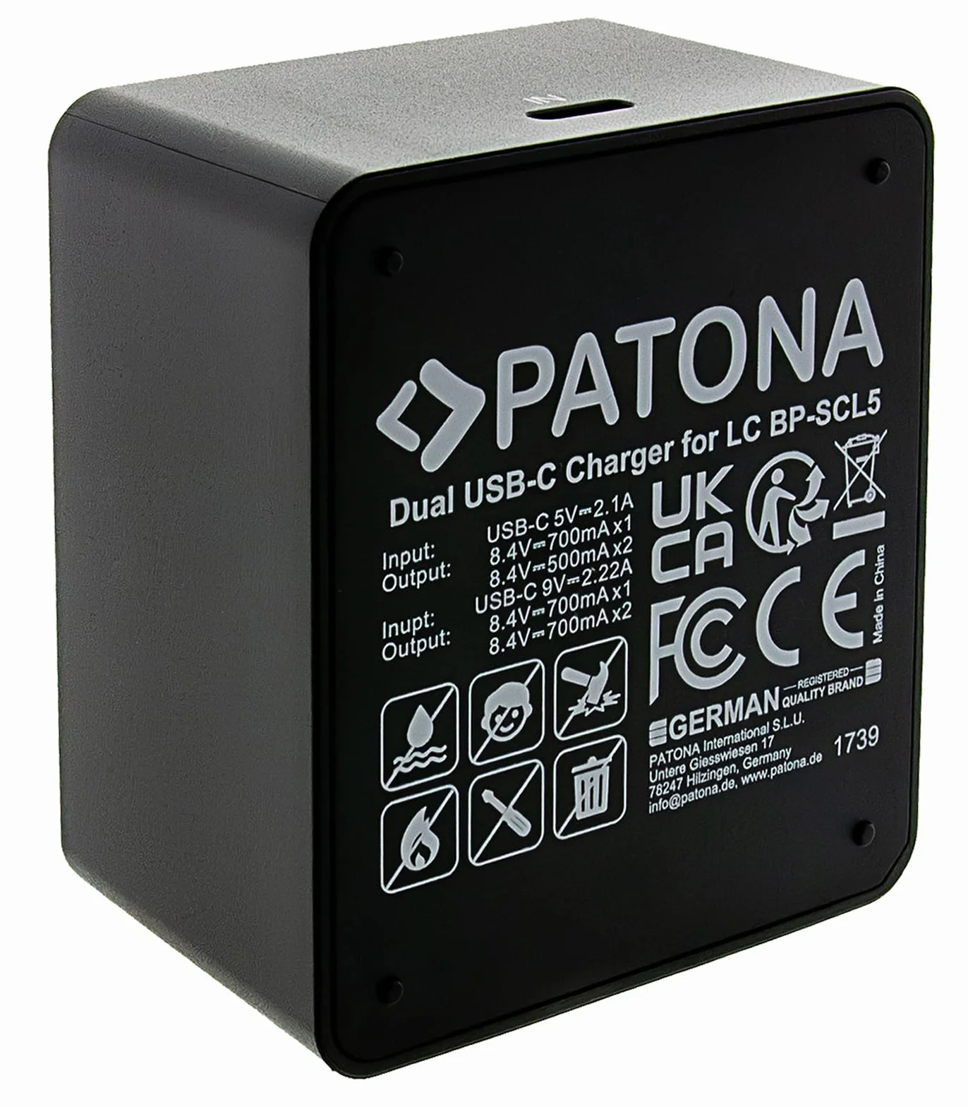 PATONA Dual Ladegerät USB-C für Leica BP-SCL5 / 24003 Akku – für Leica M10, M10-P, M10-R – lädt 2 Akkus gleichzeitig, mit LED-Anzeige und Überladeschutz – nur 64 g leicht, ideal für Reisen