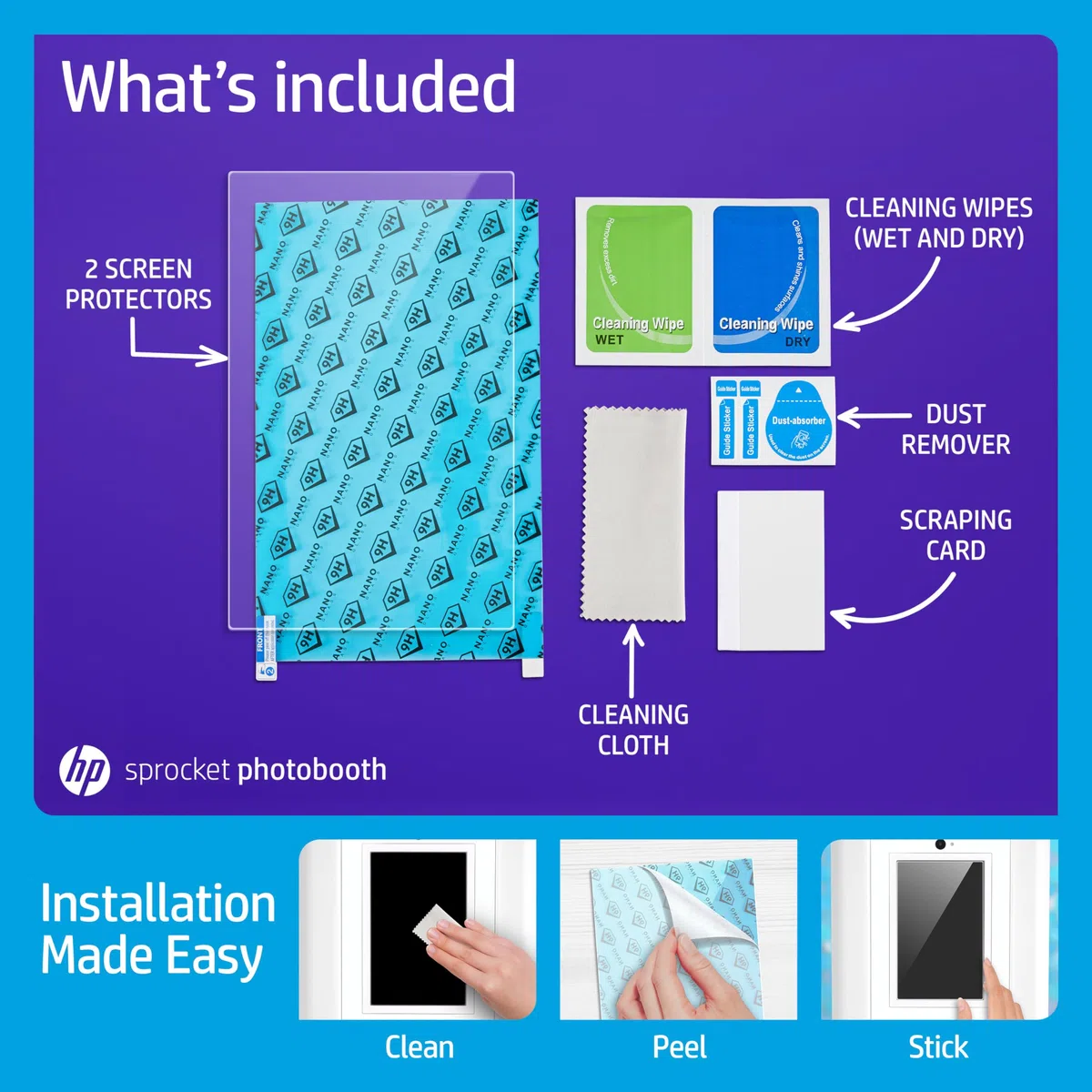 HP Sprocket Photobooth Displayschutzfolie - 9H hochtransparenter, kratzfester Displayschutz, exklusiv für die Verwendung mit HP Sprocket Photobooth