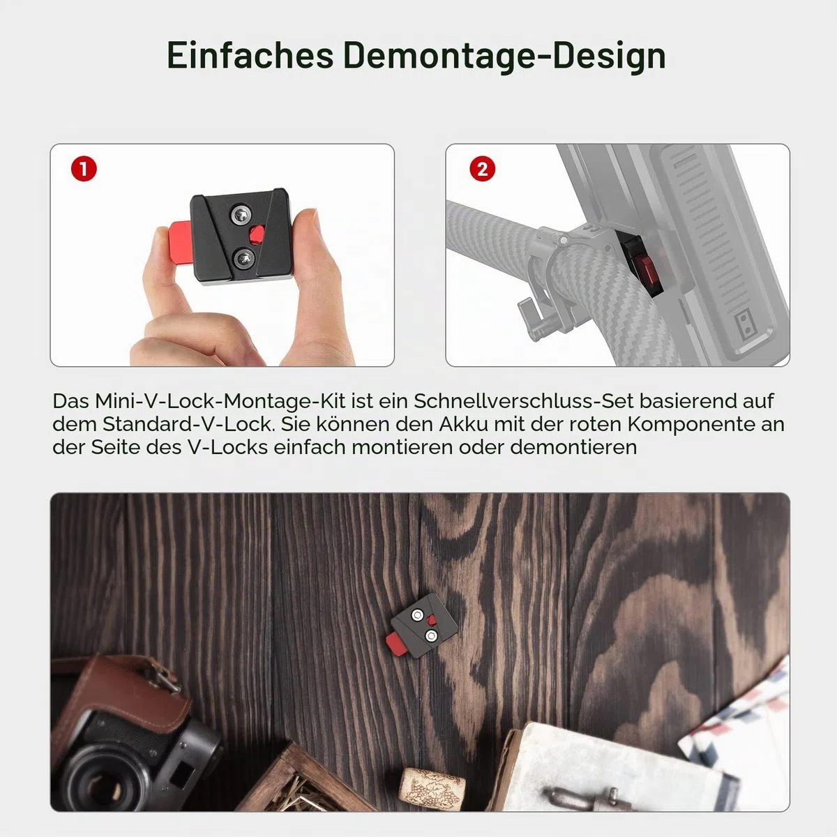 SMALLRIG Mini V-Lock Montagesatz Assembly Kit V Mount Plate für V-Mount Akku - MD2801B