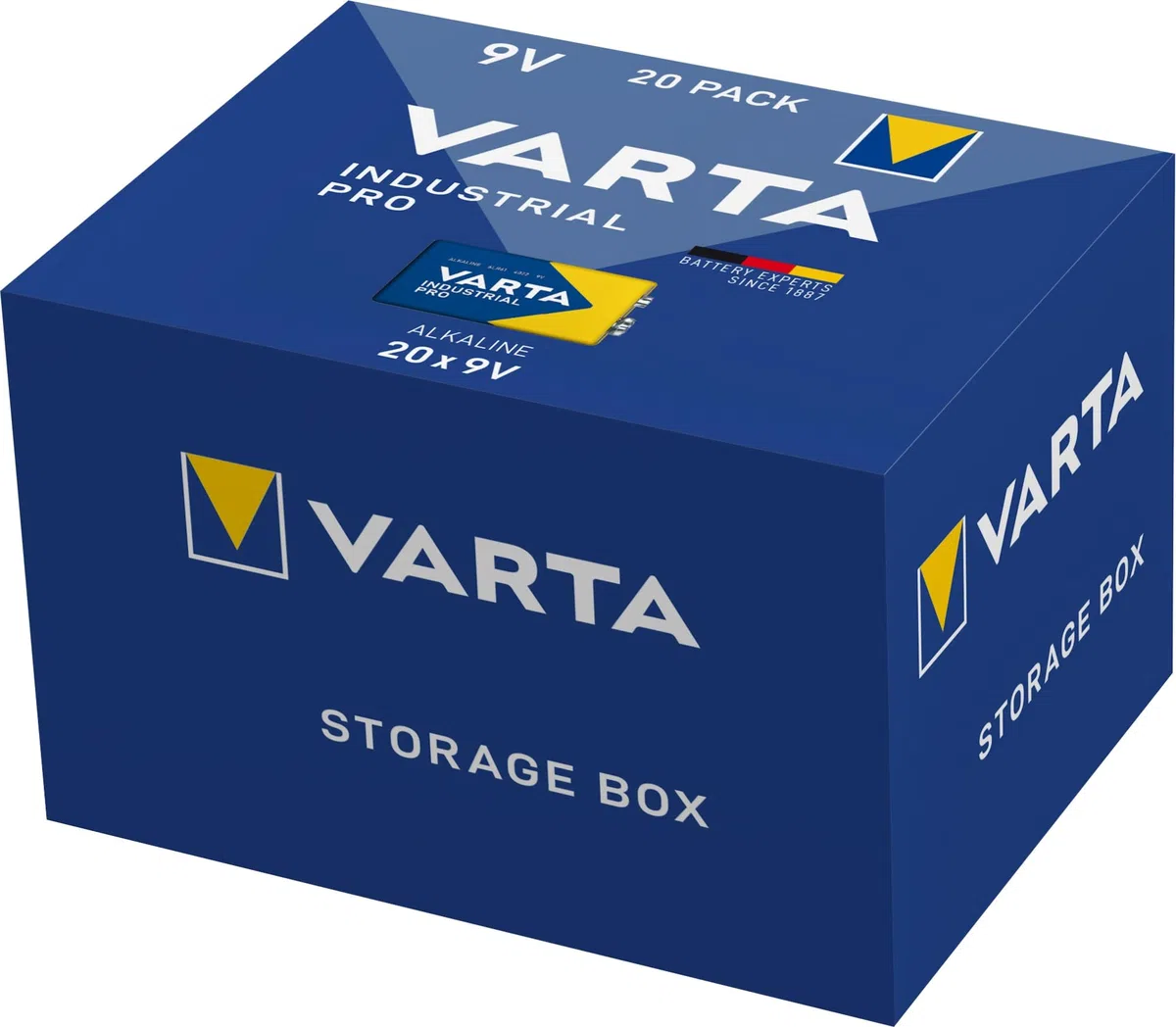 VARTA Batterien 9V Blockbatterie, 20 Stück, Industrial Pro, Alkaline Batterie, Vorratspack, für Rauchmelder, Brand- & Feuermelder