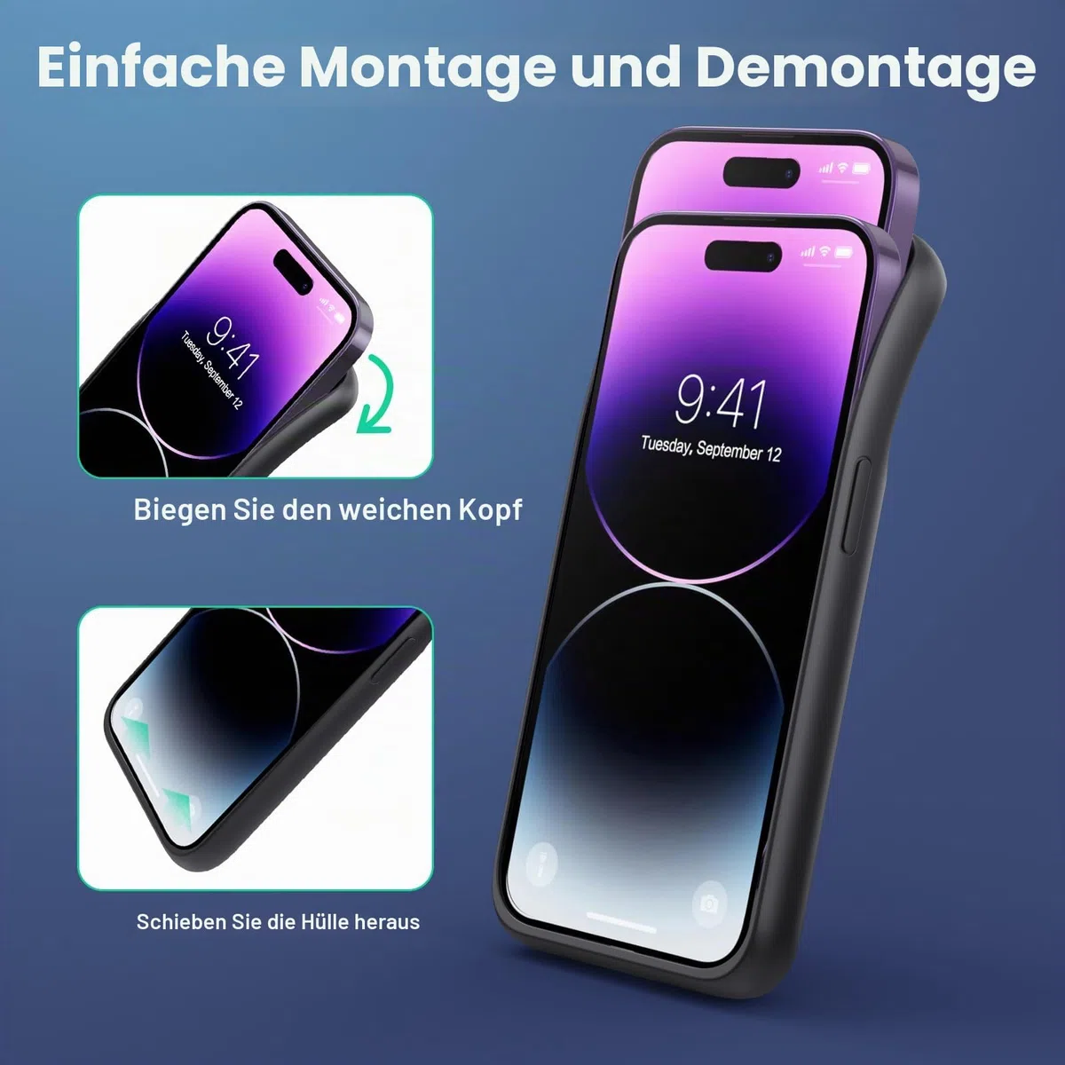 Feob Akkuhülle für iPhone 14 Pro,【2025 Neueste】 7200mAh Smart Battery Case Zusatzakku Ladehülle Tragbare Akku Hülle Abnehmbare Handyhülle Akku Powerbank hülle Akku Case für iPhone 14 Pro [6,1 Zoll]