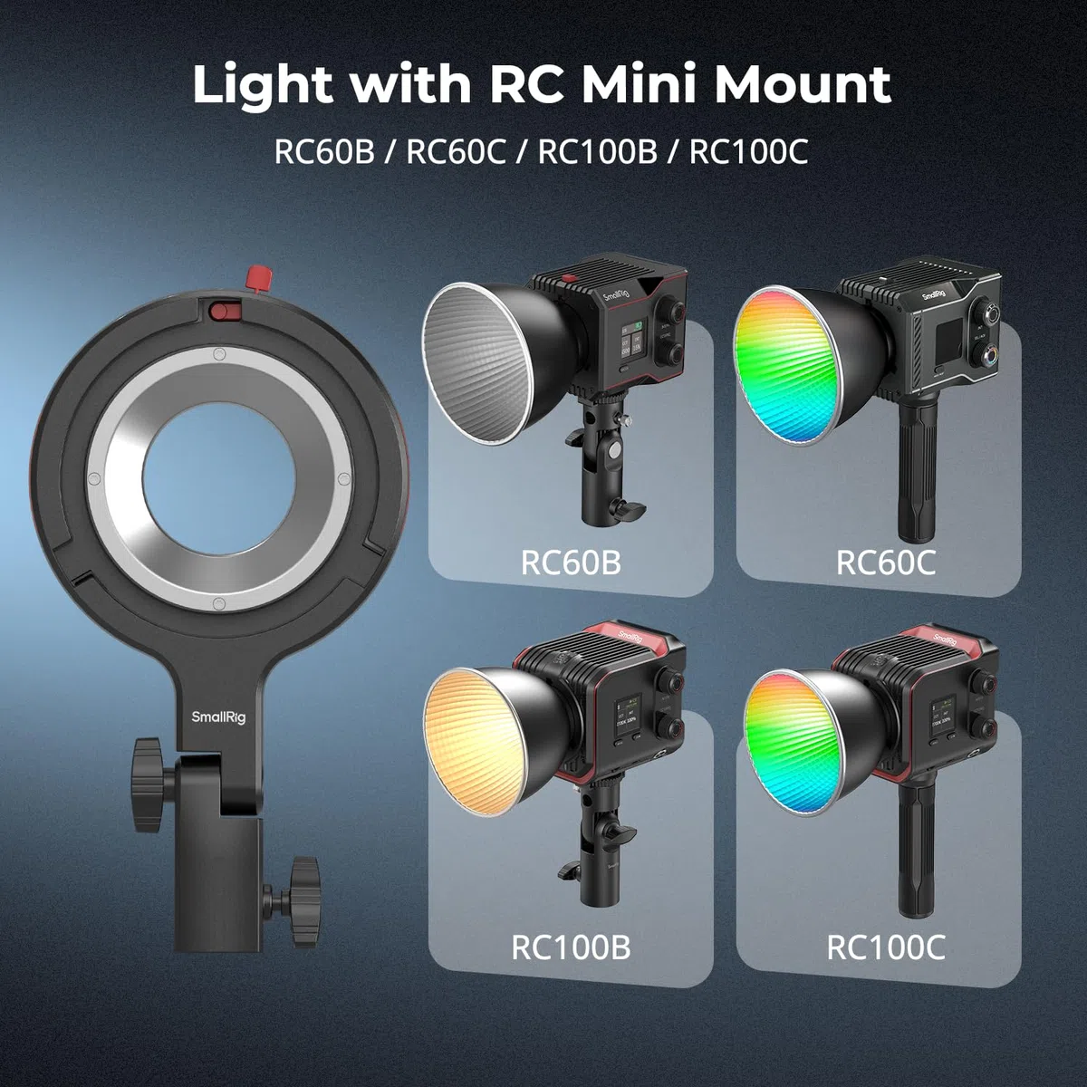 SMALLRIG Bowens Mount Softbox Speed Ring Adapter für SmallRig RC 60B COB Videoleuchte, kompatibel mit Standard-Bowens-Mount-Zubehör, Tragfähigkeit von 1,5 kg - 4476