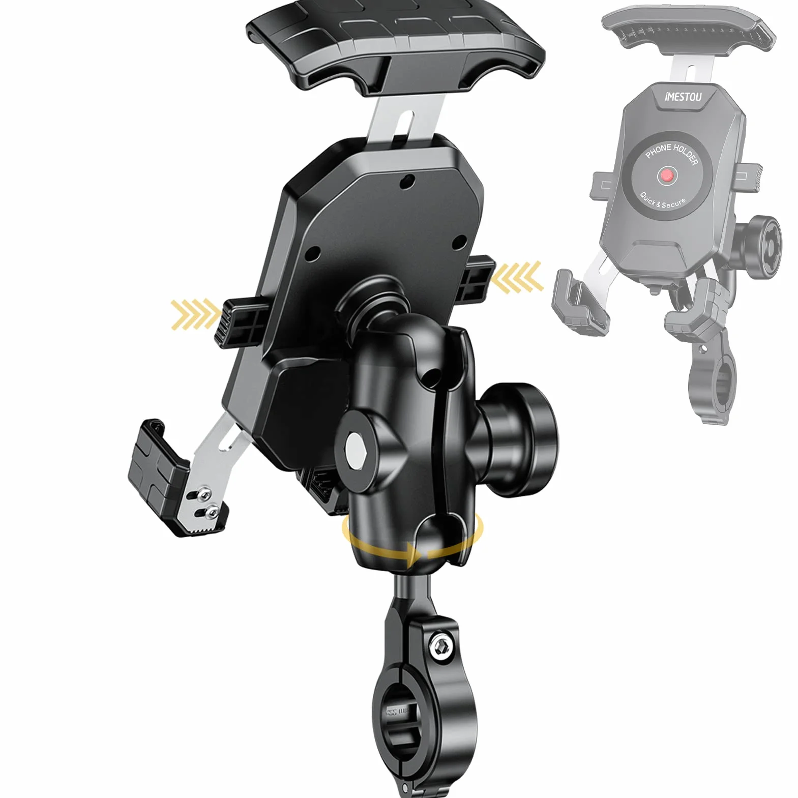 iMESTOU Anti-Diebstahl Motorrad Telefon Halterung Handlebar Ball Handy-Halter mit Aluminium 1" Ball Base 360 Rotation Universal für 4,0-7,0 Zoll Smartphones