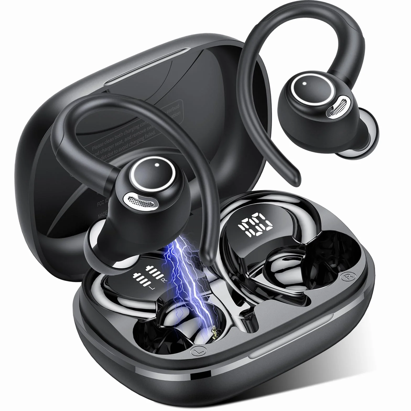 Jesebang Bluetooth Kopfhörer Sport, in Ear Kopfhörer Kabellos Bluetooth 5.4 mit HD Mic, Herausragender Sound, 40 Std Spielzeit, Comfort Fit, Dual LED-Anzeige, IP7 Wasserdicht Ohrhörer mit Ohrhaken