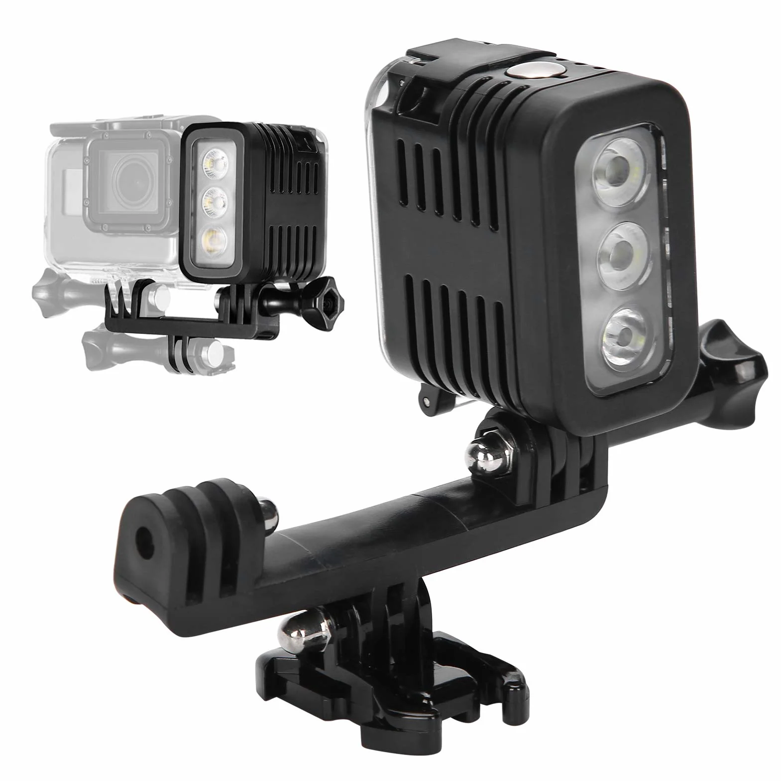 45M Wasserdichte LED Video Tauchfülllicht Unterwasser für 4/3+/3/2/1, Sj4000, Yi, 5/6 Session, Tauchlicht mit 3 Modi Hoch/Niedrig Helligkeit